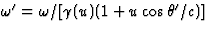 $\omega^\prime=\omega/[\gamma(u)(1+u\cos\theta^\prime/c)]$