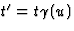 $t^\prime=t\gamma(u)$