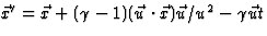 $\vec x^\prime=\vec x+(\gamma-1)(\vec u\cdot
\vec x)\vec u/u^2-\gamma\vec u t$