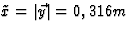 $\tilde{x}=\vert\vec y\vert=0,316m$