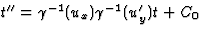 $t''=\gamma^{-1}(u_x)\gamma^{-1}(u'_y)t+C_0$